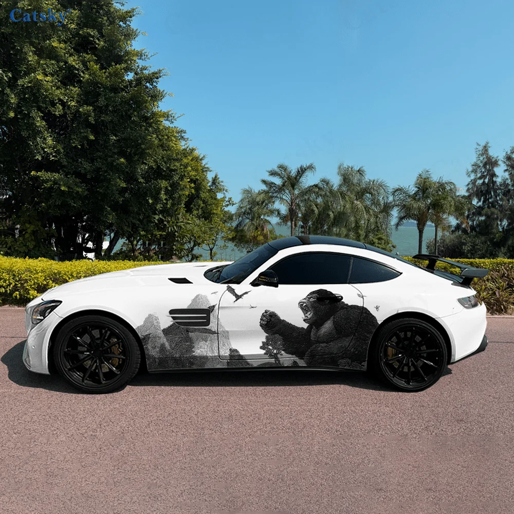 

Gorilla and Dinosaur Fighting Car Side Sticker Decor,PVC Waterproof Scratch Resistant Decal,Car Protection,Auto Accessories Gift