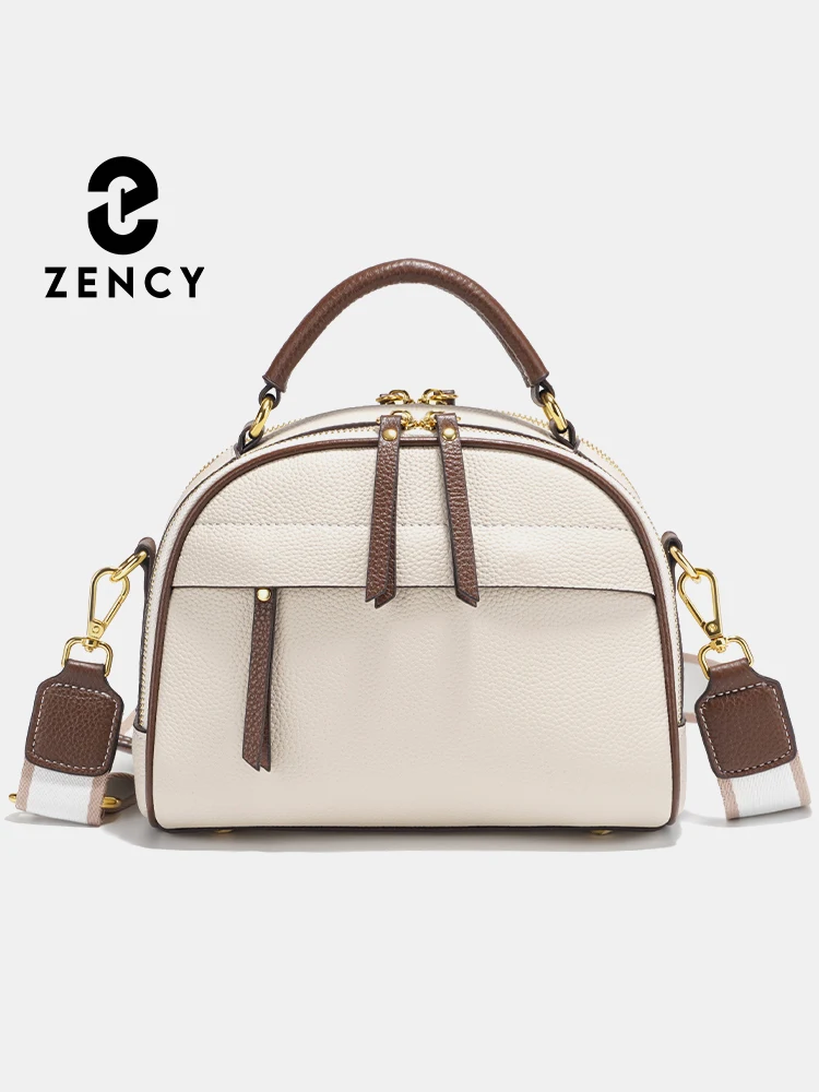 

Zency Elegant Crossbody Shoulder Bag For Ladies Two Long Straps Fashion Cow Leather Women Handbag 2025 Multi-pockets Solid Bag