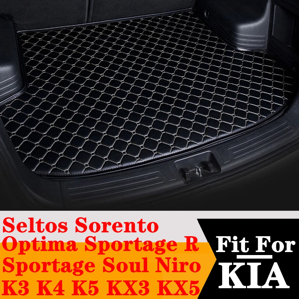 Car Trunk Mat For KIA Soul Sorento Sportage R Niro K5 Optima Seltos K3 K4 KX3 KX5 Rear Cargo Liner Tail Boot luggage Pad Carpet 