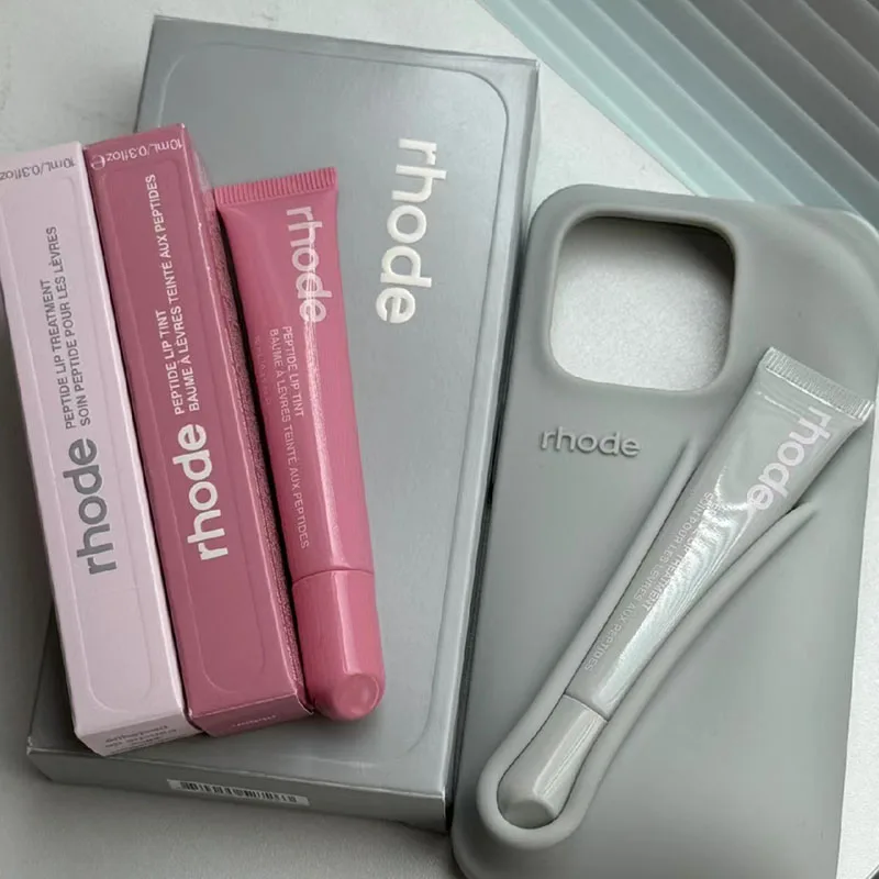 With Box Rhode Fashion Soft Silicone Phone Case for iPhone 16 15 14 13 12 11 Pro Max Plus Portable Lip Gloss Holder Cover Funda