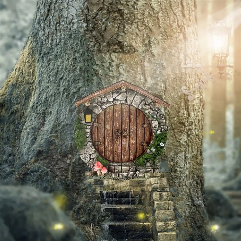 Creative Miniature Fairy Gnome DIY Fairy Door Engraved Design Windows Door Figurines Garden Decor Lawn Ornament Decoration