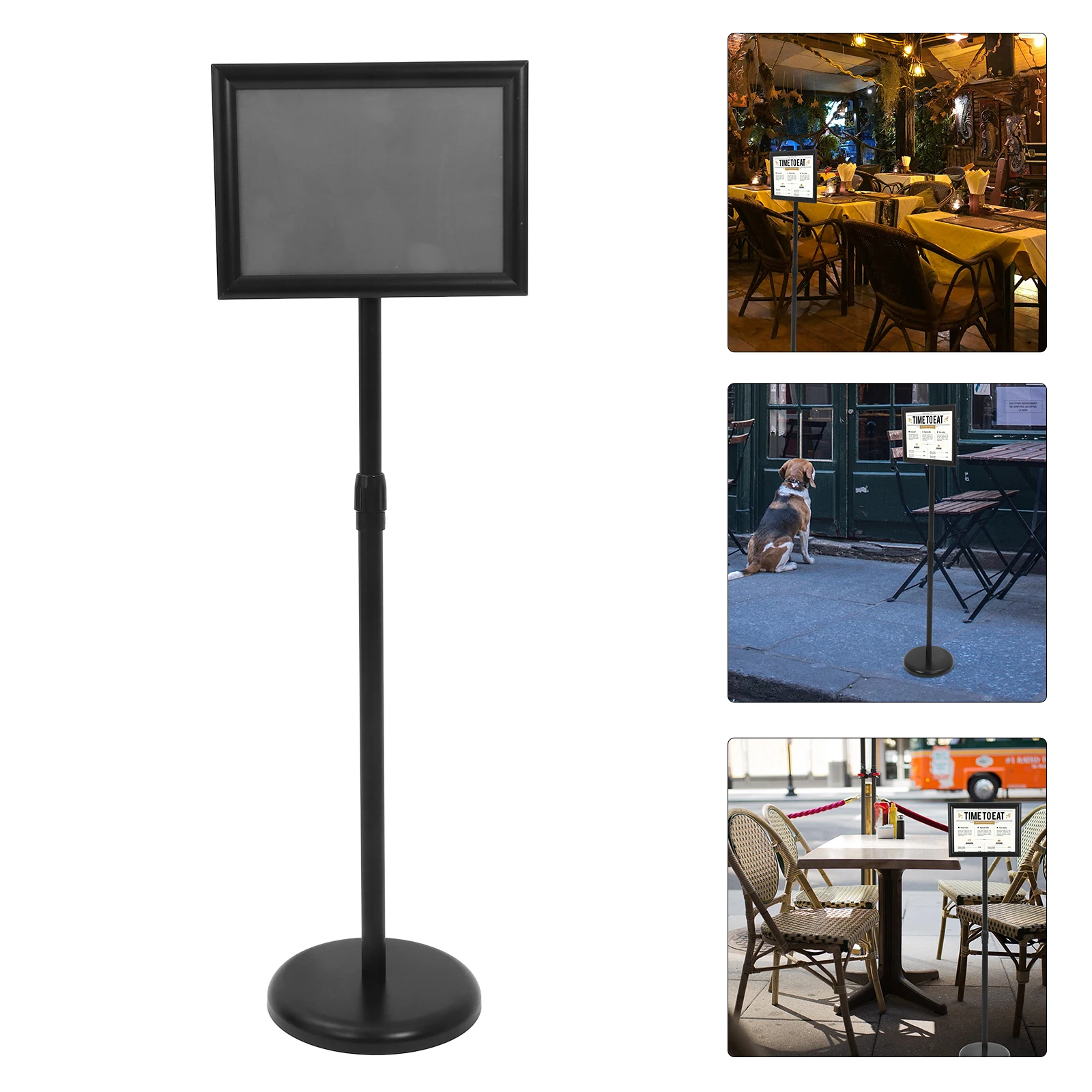 

A4 Poster Display Stand Silver Freestanding Sign Holder Sturdy Stainless Steel Large Advertising Floor Standing for Retailers