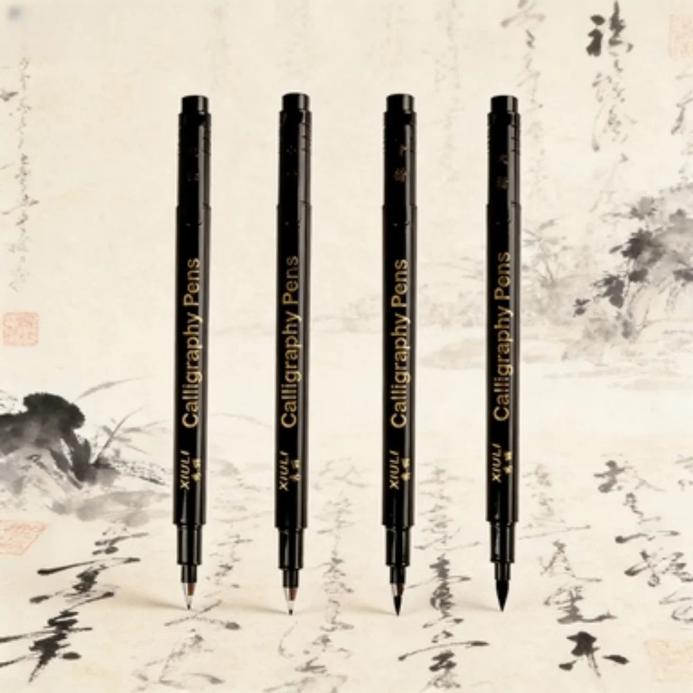 4Pcs Soft Brush Calligraphy Pens Set, Flexible Tip for Hand Lettering Practice, Signature & Cards, Art Supplies for Beginners