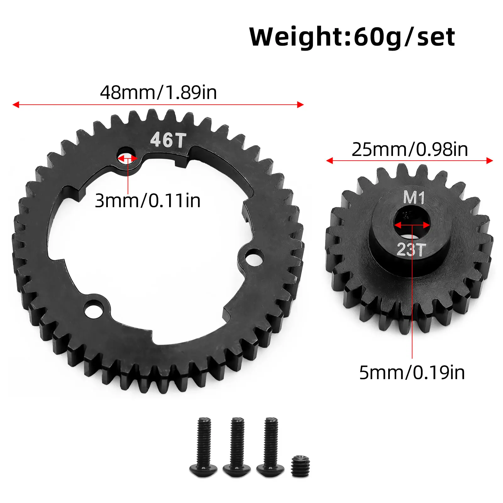 อัพเกรด RC Gears M1.0 Spur Gear Set 46T 50T 52T 54T พร้อม 23T Pinion Gear สำหรับ Maxx 1/5 1/7 E-Revo 2.0 MAXX 6447 6449