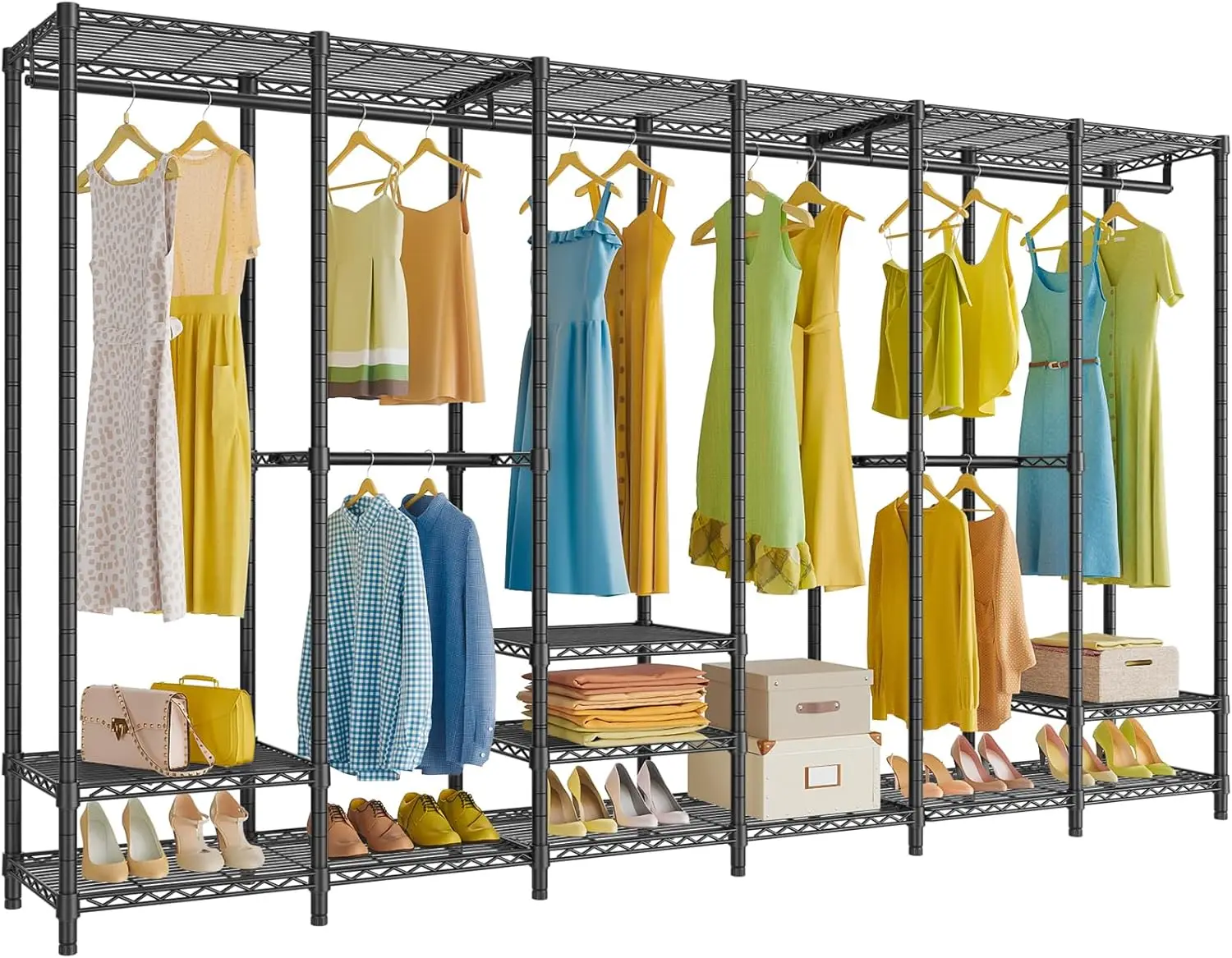 

Extra Large Portable Closet Rack Heavy Duty Clothing Rack for Hanging Clothes Freestanding Wardrobe Closet, Metal Closet