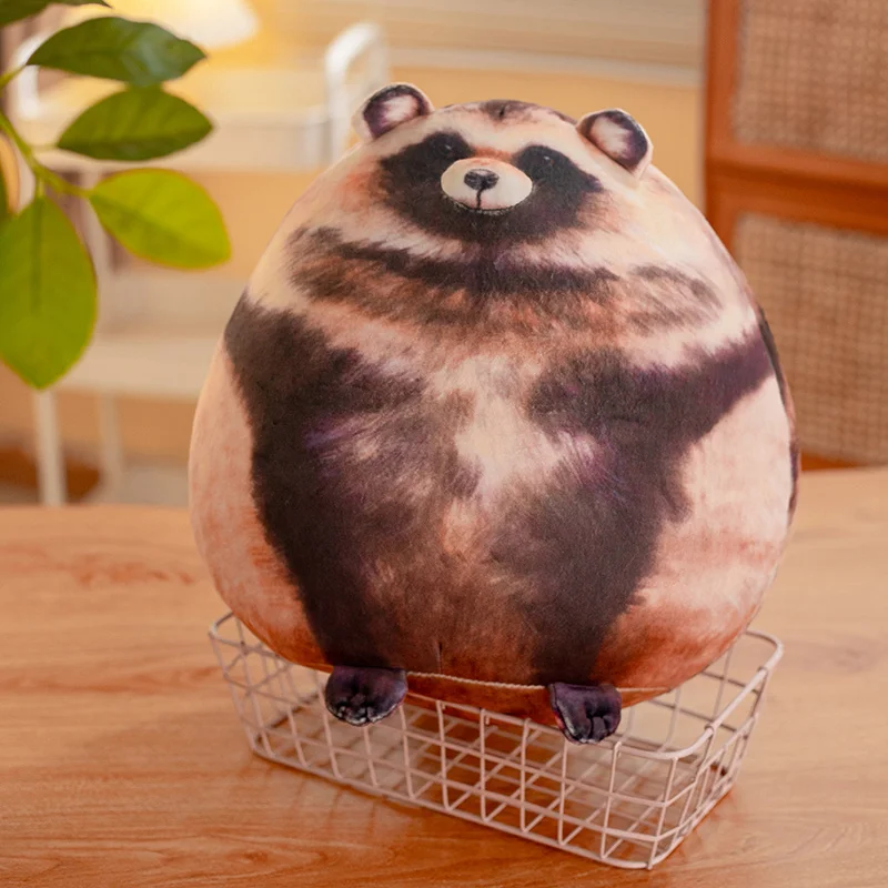 Simulation 3D Print Fox Cat Plush Throw Pillow Toy Cartoon Stuffed Animals Raccoon Plushies Doll Cushion Anime Soft Kids Toys