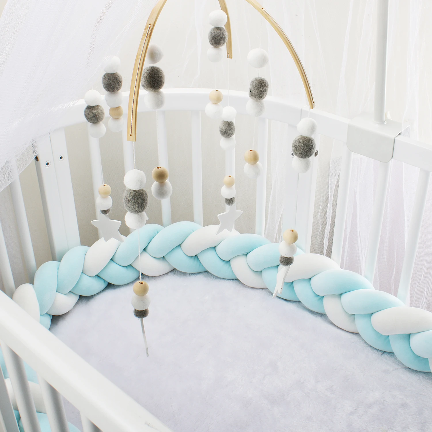 1M/2M/3M/4M Braided Baby Bumper Infant Bedding Set for Baby Boys Girls Crib Protector Knot Braid Pillow Cushion Cot Room Decor