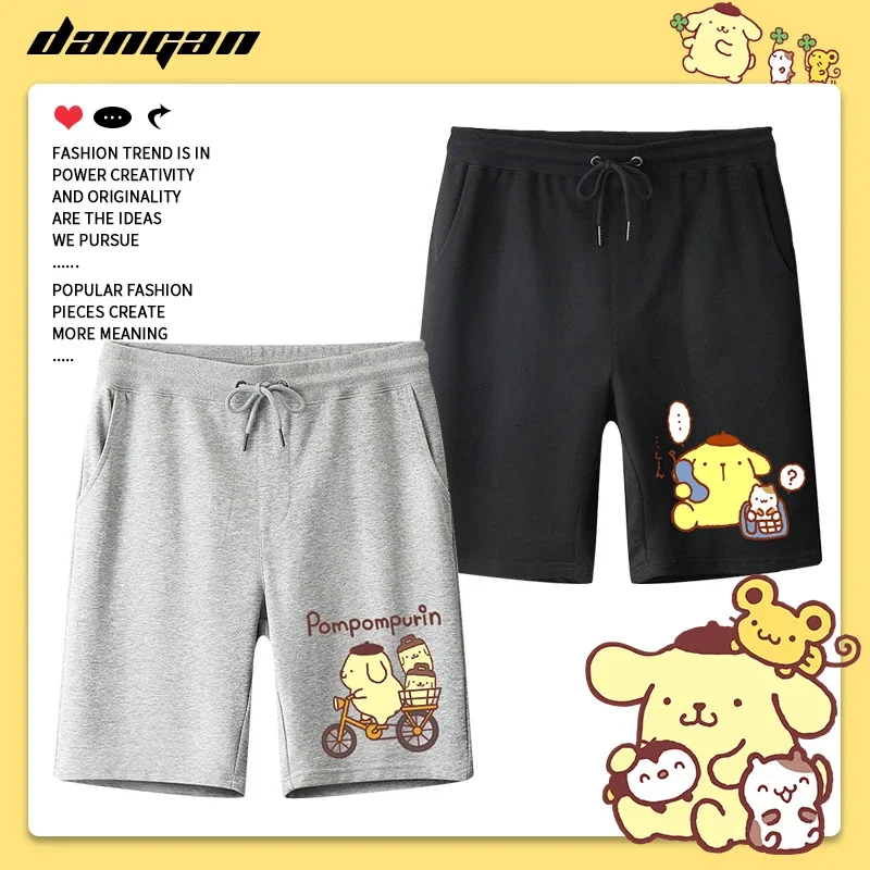 2024 New Summer Sanrio PomPomPurin Pudding Dog Cute Sports Casual Shorts, Boys and Girls Children's Fashion Trend Shorts