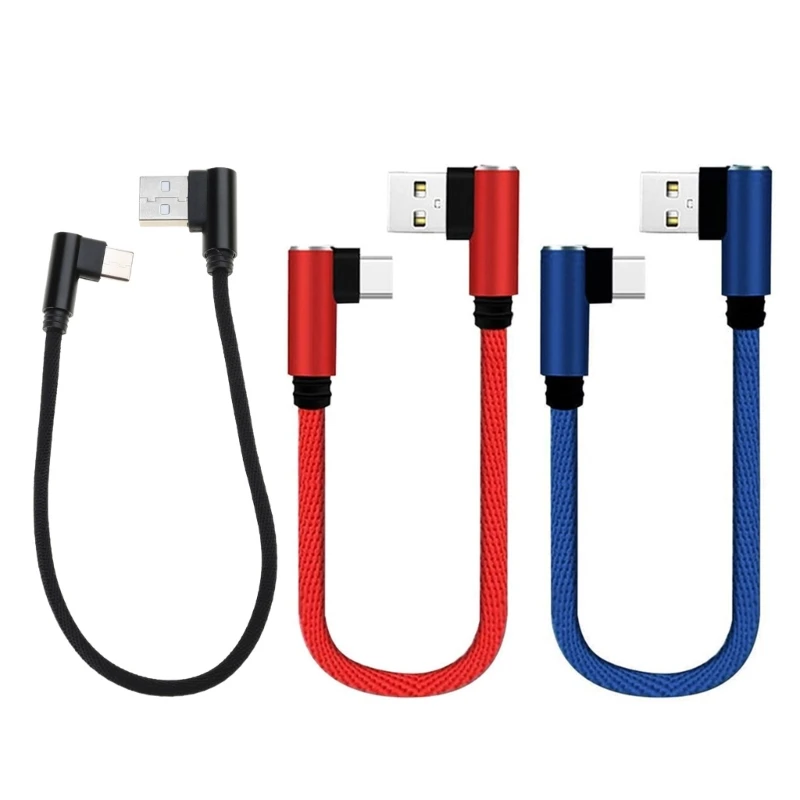 90 Degrees Safe 0.25m Double Elbow Type c Data Cable Efficient Black/ Blue/Red Cellphone Data Line USB Cable JIAN