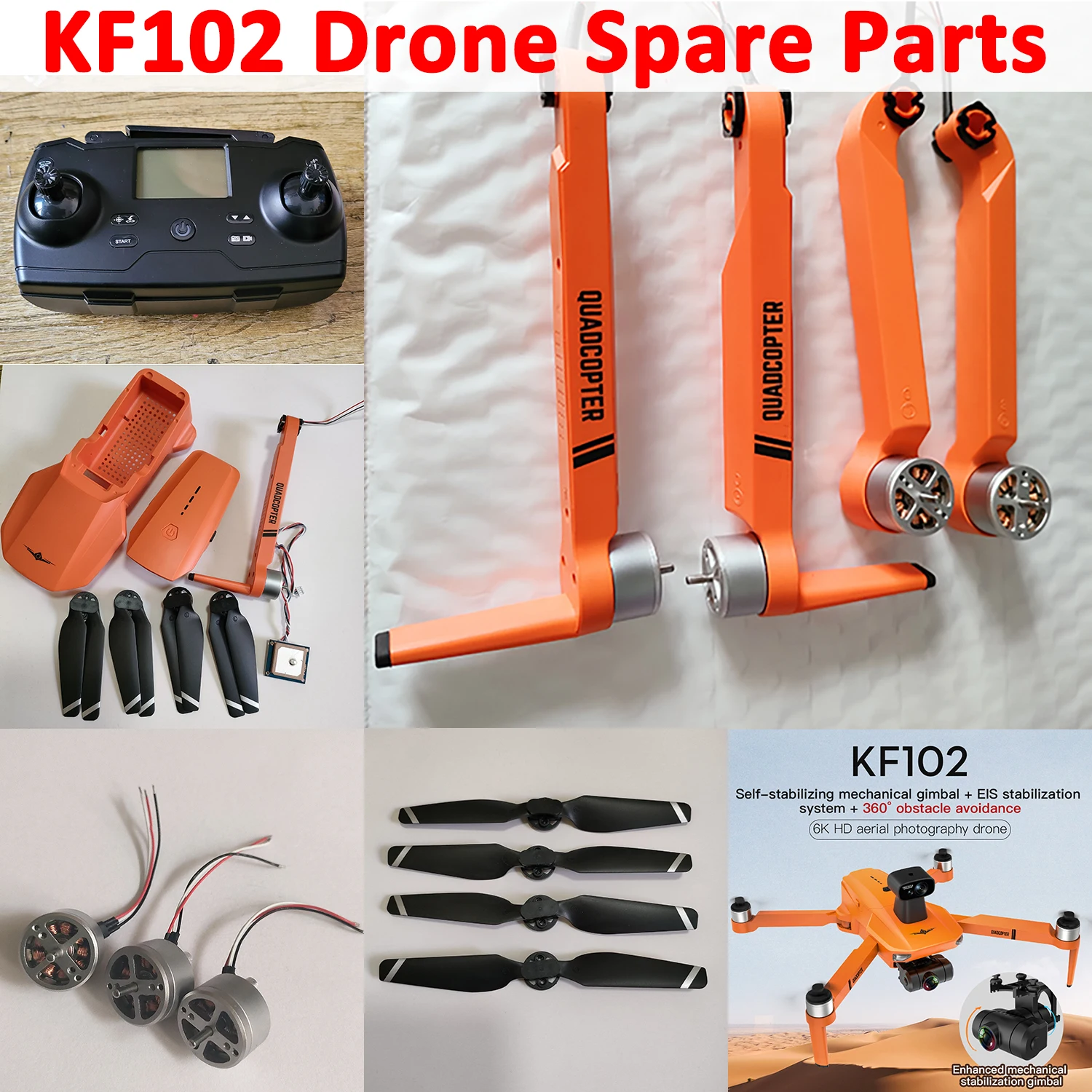 KF102 GPS Drone Original Accessory KF-102 Propeller Blade Motor Arm Body Shell GPS Battery USB Charger Cable Controller Etc.