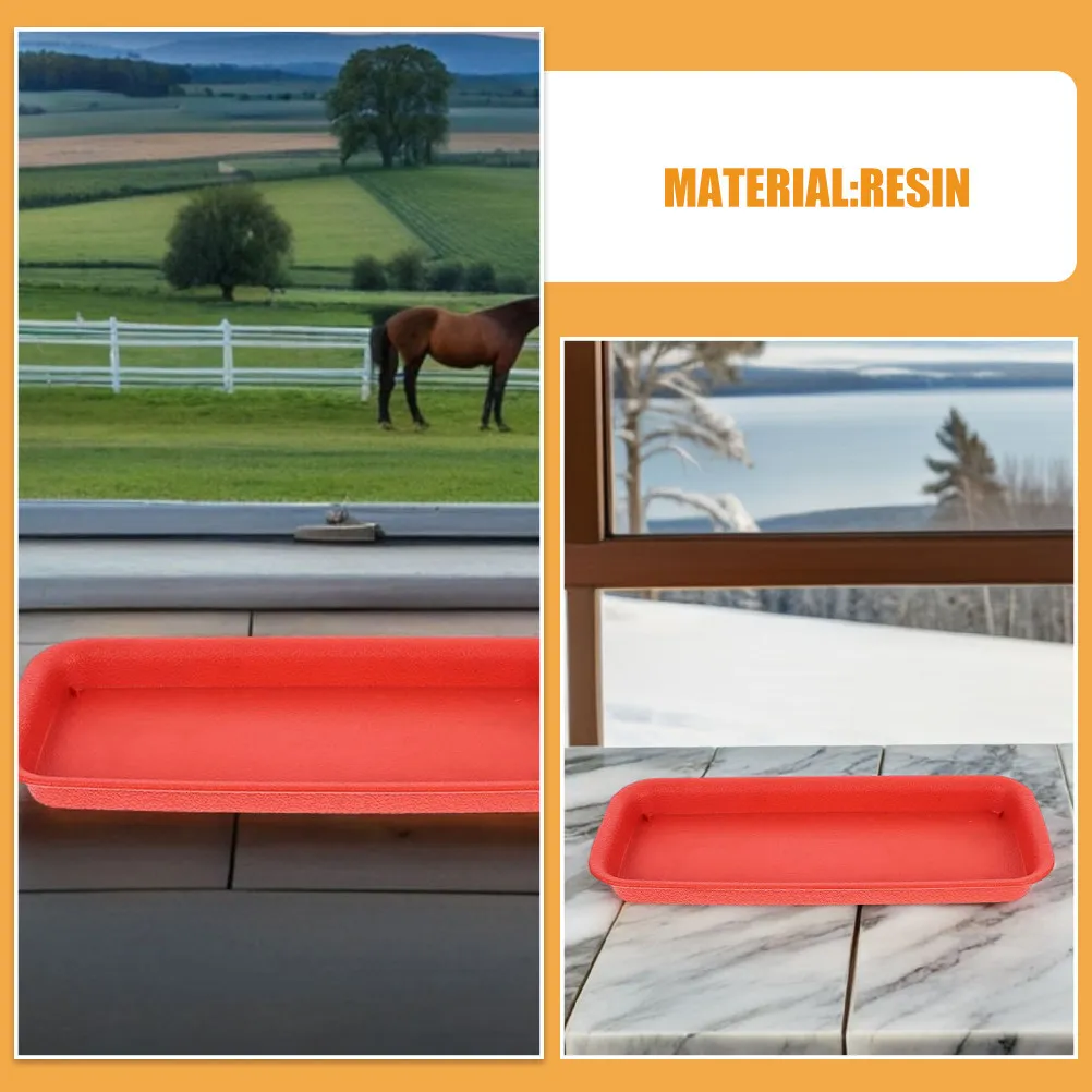 2Pcs Rectangular Resin Planter Saucer Flowerpot Bottom Tray Water Drainage Tray for Pots Indoor Outdoor Easy Rinse Clean