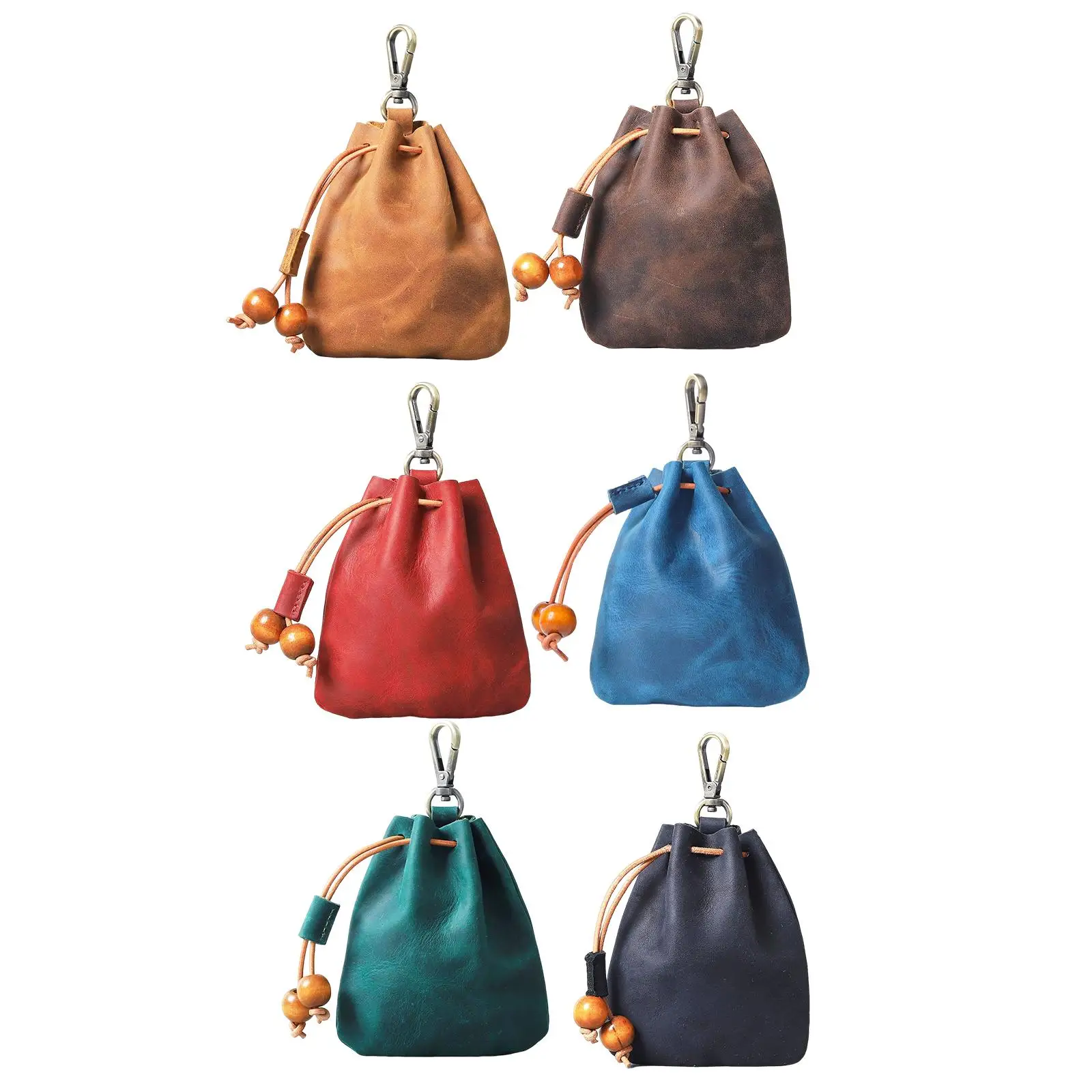 Portable PU Leather Drawstring Purse Bag Waist Small Pouch Cellphone Case