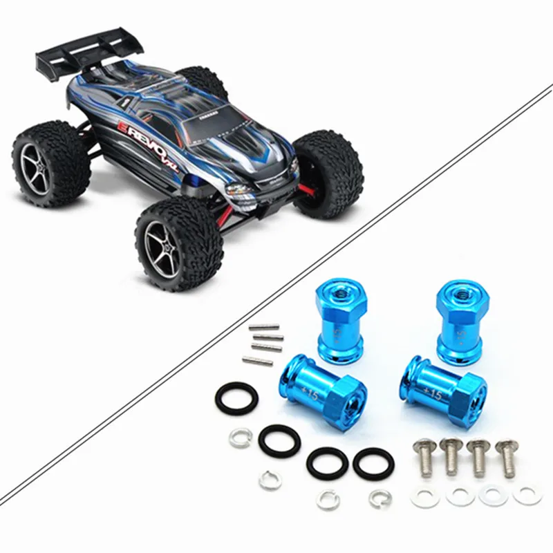 Rcカーalgpm erv010-15 mmホイール付き16mm六角アダプターセットtraxxas 1/16 mini e revo修正されたワイドボディ低騒音器