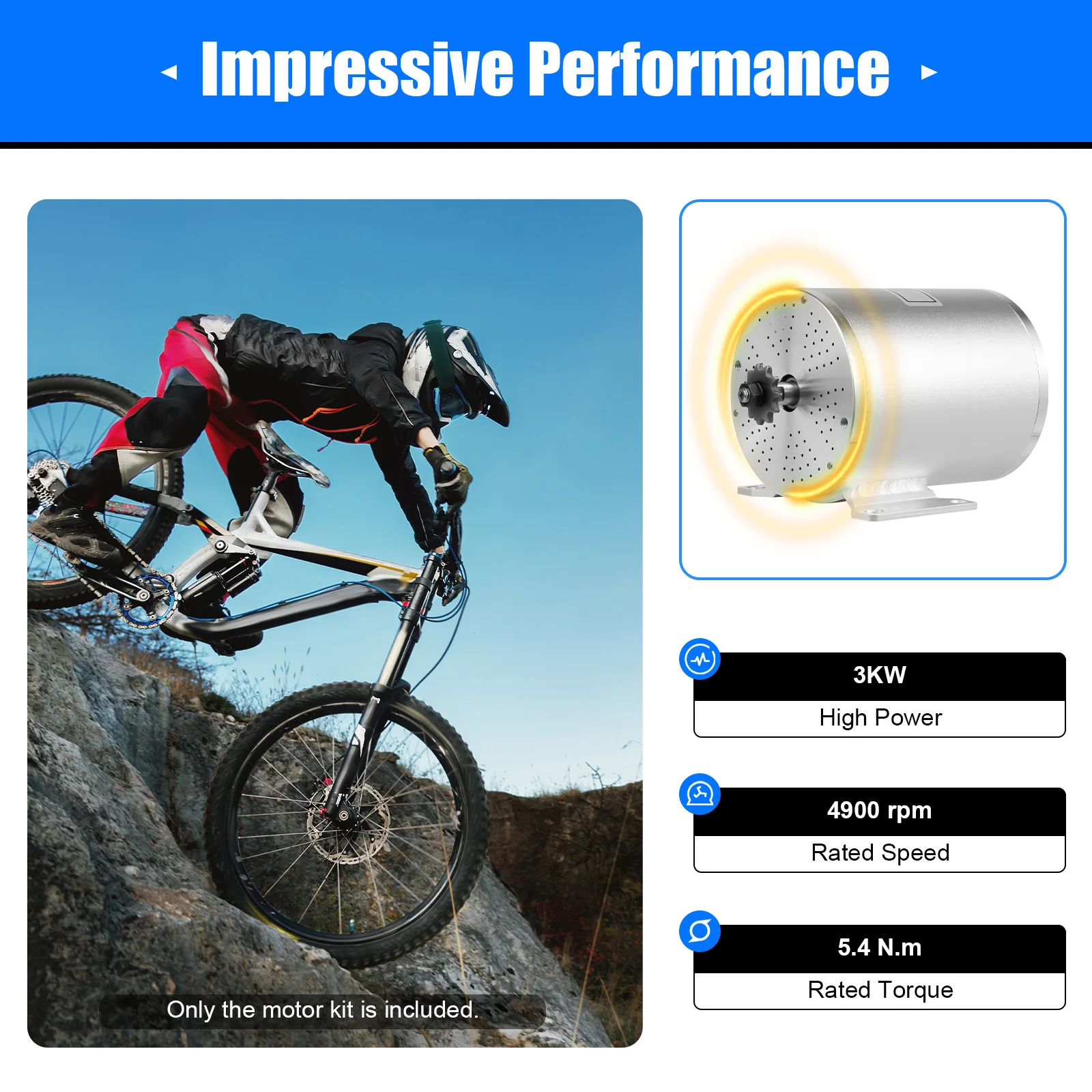 

48-72V 3KW Electric Brushless Motor Set Conversion Controller Kit, Suitable For Go Karts, Electric Motorcycles, Bicycles