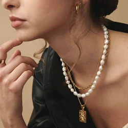 Baroque Pearl Necklace for Women, 9-10mm AA Quality Freshwater Cultured Pearl Strand Necklace with Sterling Silver Clasp