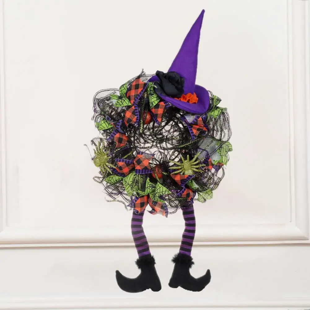 

Halloween Decorations Colorful Halloween Wreath Spooky Halloween Wreath Durable Witch Leg Door Garland for Festive Home