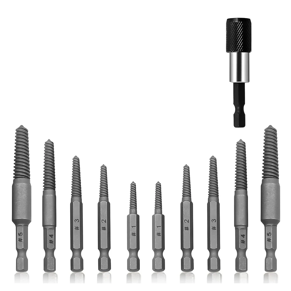 [HOT!A34R】 11PCS Damaged Screw Extractor Set,Screw Remover & Extractor Bit Set,5 Practical Sizes With Quick Stripped Removal Too