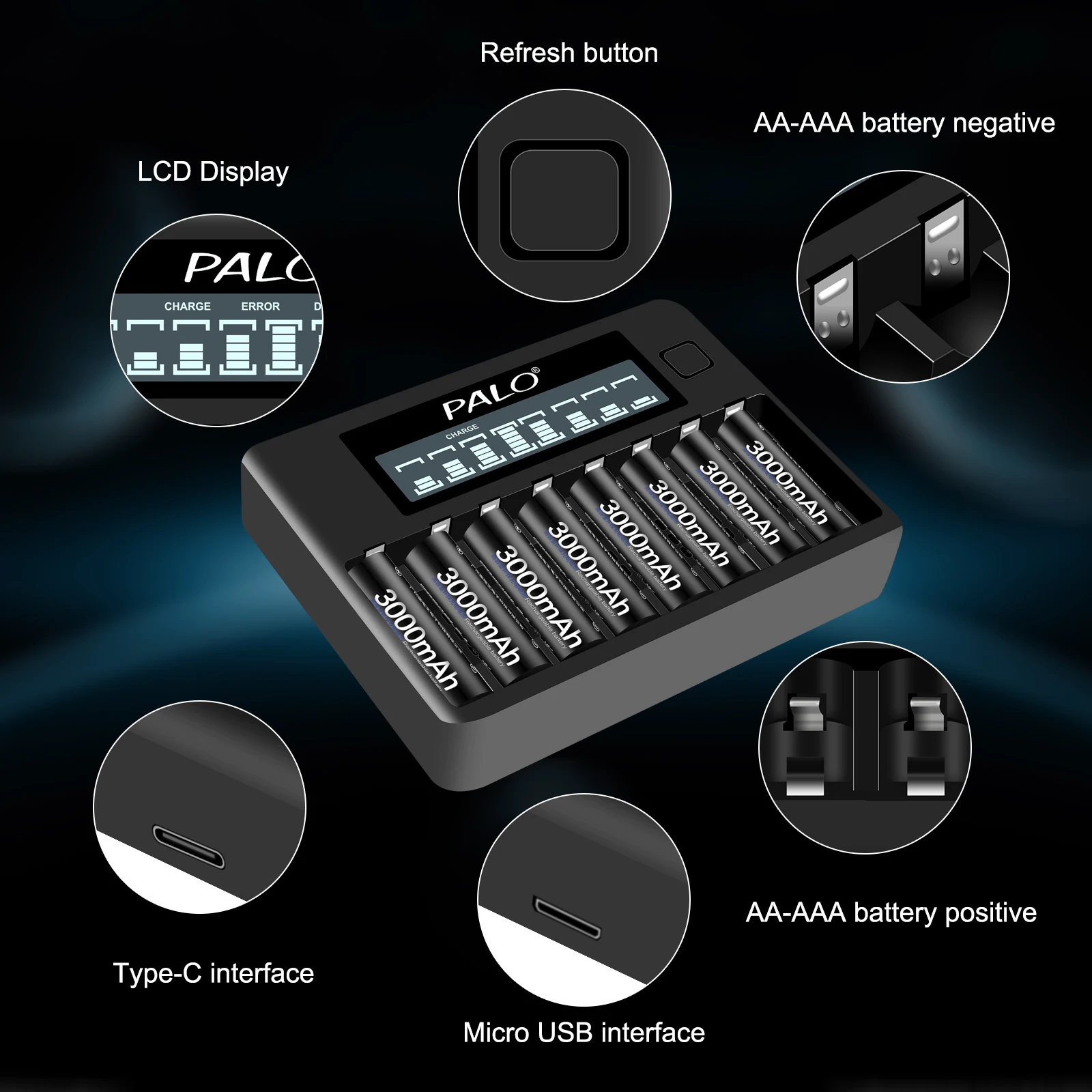 AA 충전식 배터리, AAA 배터리, AAA 1.2V, 1.2V 배터리 충전기