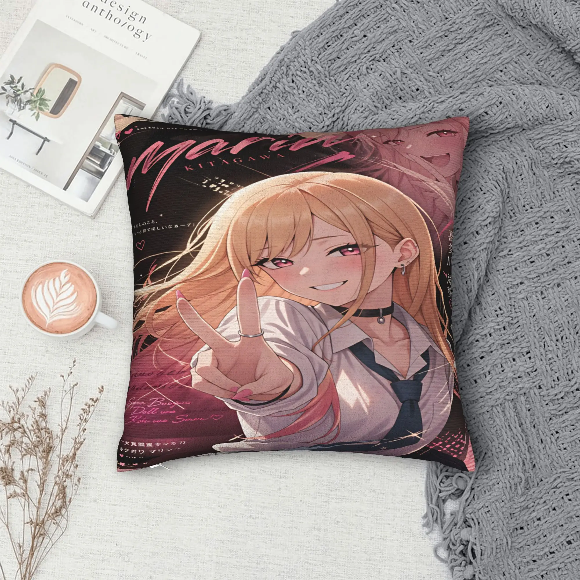 Marin Kitagawa Pillow Cover Japan Anime  Vintage Pillow Case For Sofa Car Home Decor Custom Cushion Cover Birthday Present