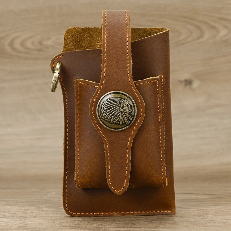 

Genuine leather, leather waist, mobile phone storage, wallet clasp, key storage, portable men's waist bag