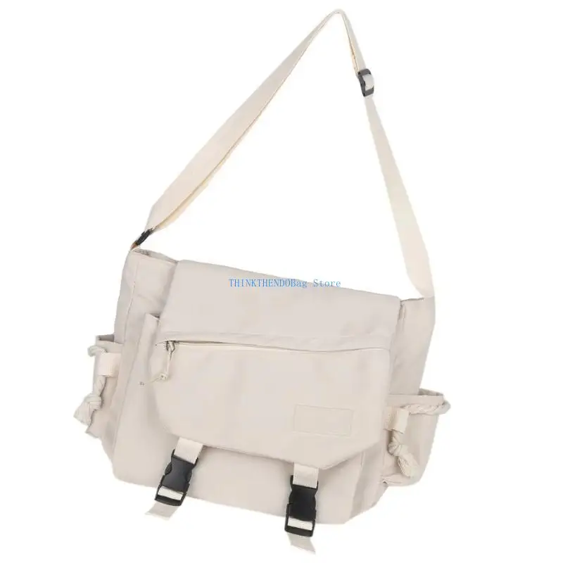 

63HC Nylon Shoulder Handbag Buckled Crossbody Bag Solid Large Capacity Bag