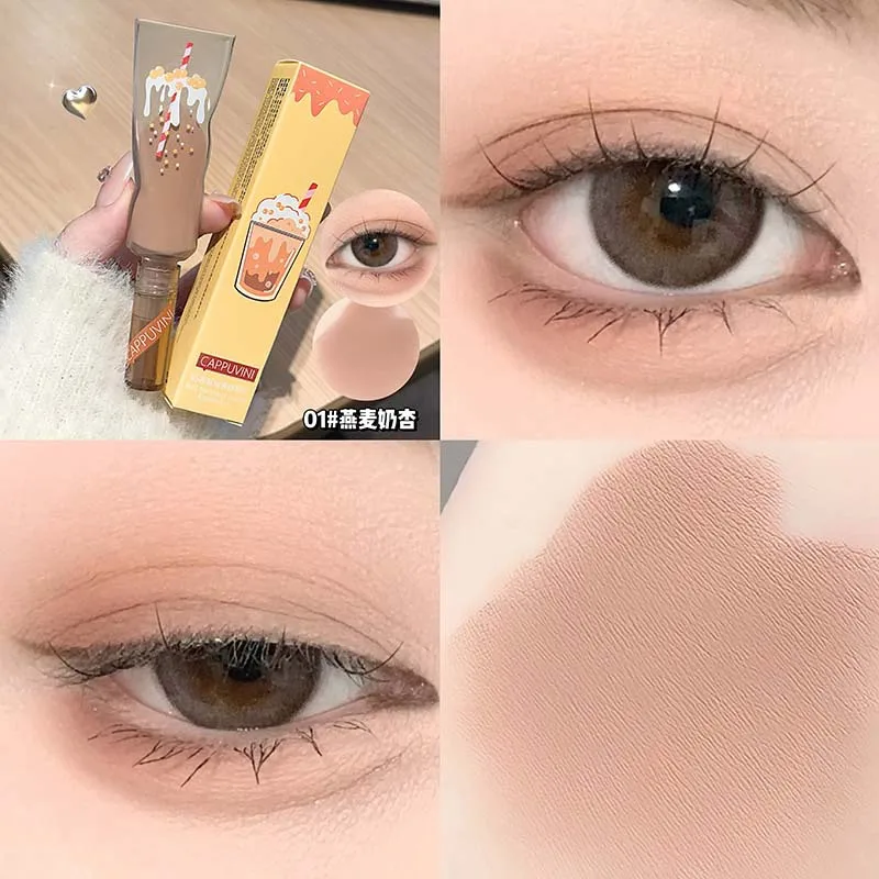 カプチーニミルクティーベルベットリキッドアイシャドウモノクロマットメイクアップロングラスティングアイシャドウ