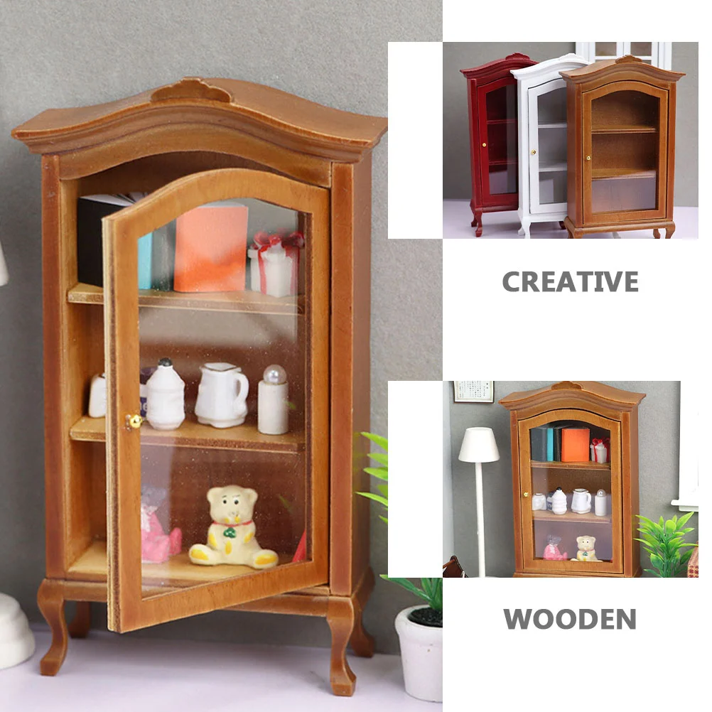 Simulation Cabinet Wood Miniature Ornament House Accessory Model Bookcase Wooden Furniture Sideboard