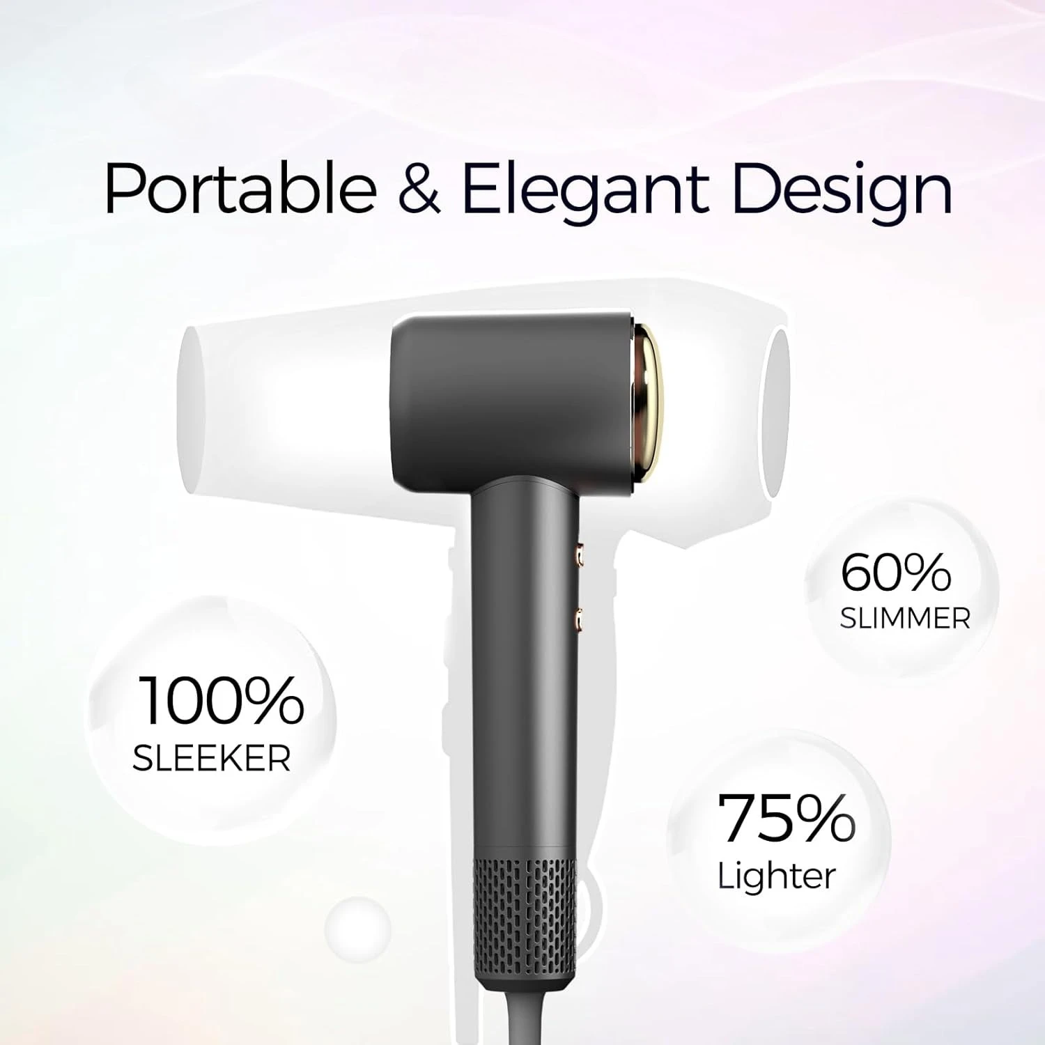 Asciugacapelli compatto con diffusore magnetico con motore brushless per un asciugatura rapida e a basso rumore