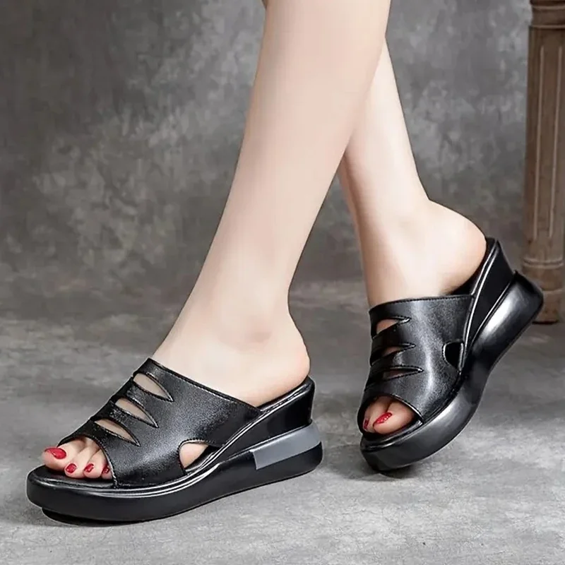 Women Slippers Fashion High Heels Shoes Platform Sandals Summer Flip Flops New Women Shoes Walking Zapatillas Mujer 36-43