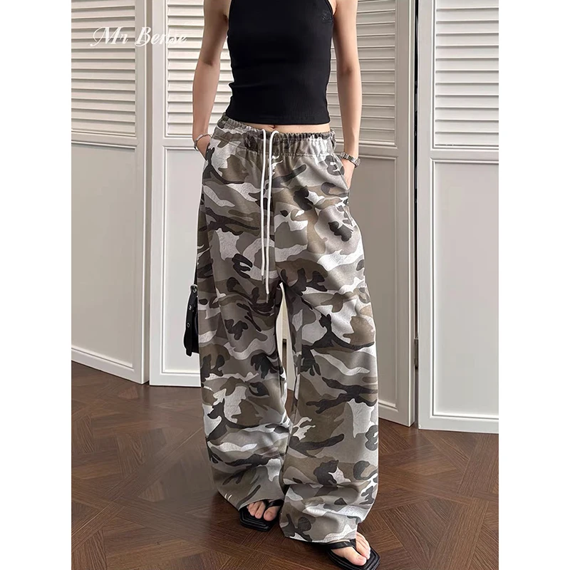 ZHIZOU Women Y2K Vintage 2000s Camouflage Hip-hop Pants American Streetwear Baggy Sweatpants Casual Wide Leg Trousers Autumn