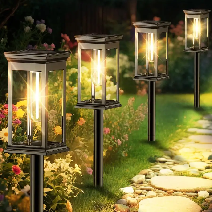 

Solar Pathway Lights Outdoor Waterproof 8 Pack Bright Solar Powered Garden Lights with Auto On Off, IP65 LED Landscape Lighting