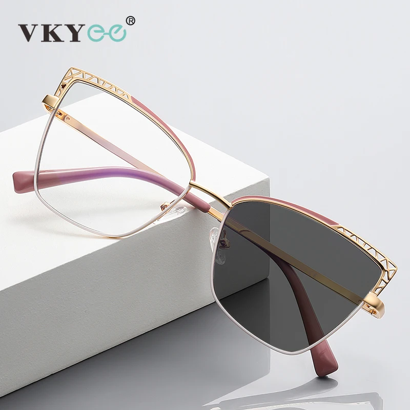 VKYEE Anti-blue Light Cat's Eye Frames Reading Glasses Ladies Fashion Myopia Hyperopia photochromic Customizable Lenses PFD3106