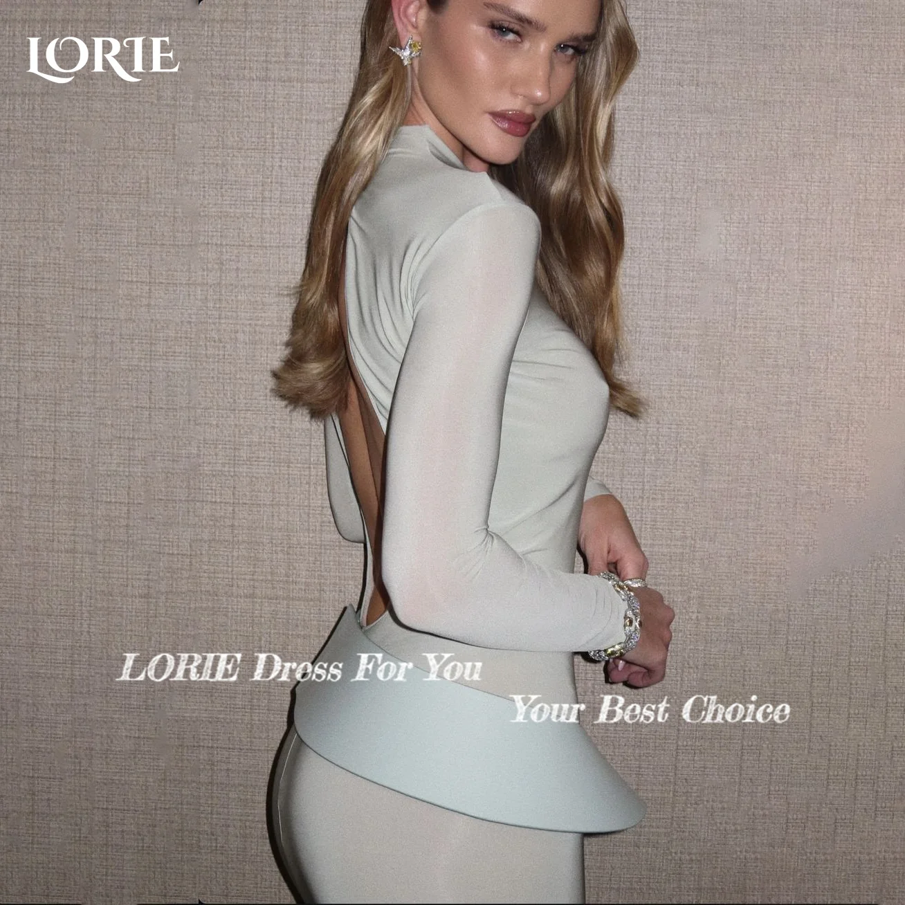 LORIE Abito da sera musulmano in crêpe A-Line con maniche svasate Bobycon Abito da ballo Abito da festa a maniche lunghe Abito da brithdays personalizzato