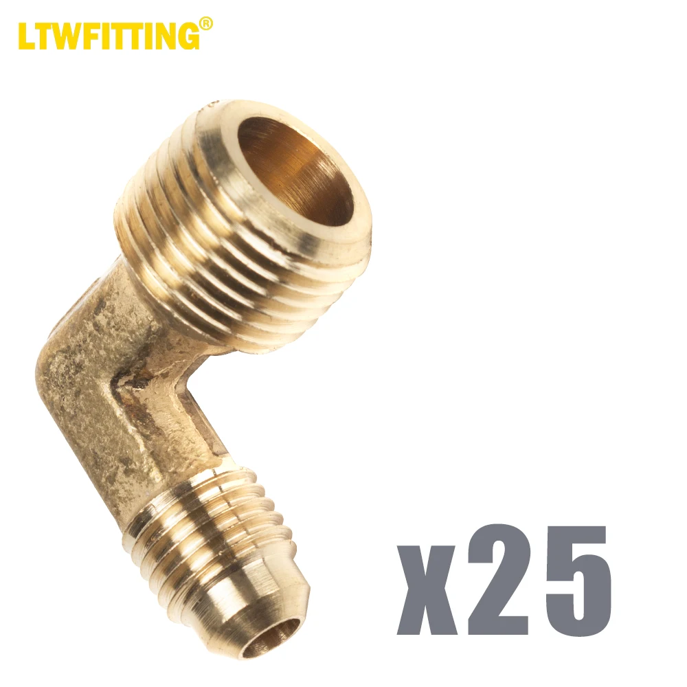 

LTWFITTING Brass Flare/4" OD x 3/8" Male NPT 90 Degree Elbow Tube Fitting (pack of 25)