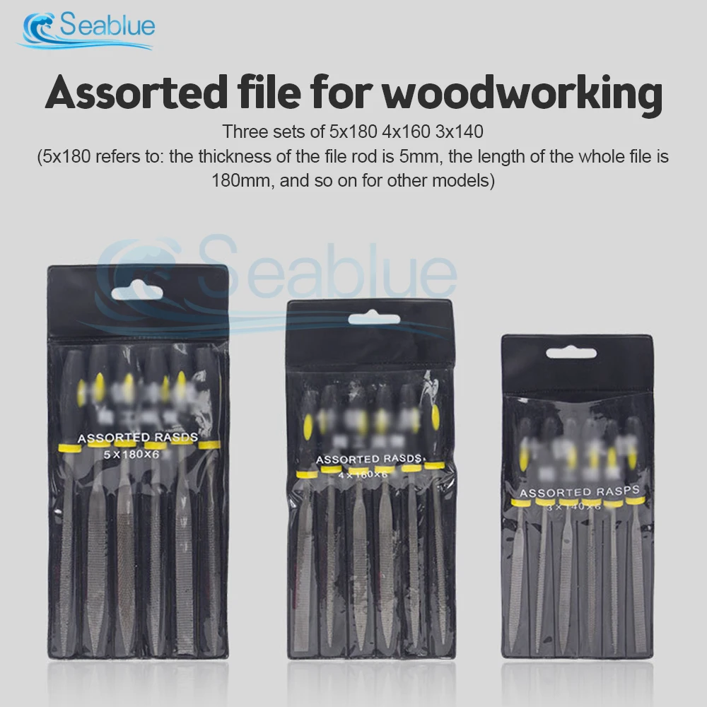 6Pcs 3x140/160/180mm Mini Metal Rasp Needle Files Set Wood Carving Tools for Steel Rasp Needle Filing Woodworking Hand File Tool