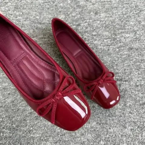 2025Spring and Autumn New Bowknot Shallow Soft-soled Women’s Loafers, French-style Versatile Square-toe Flats, Flat Ballet Shoes