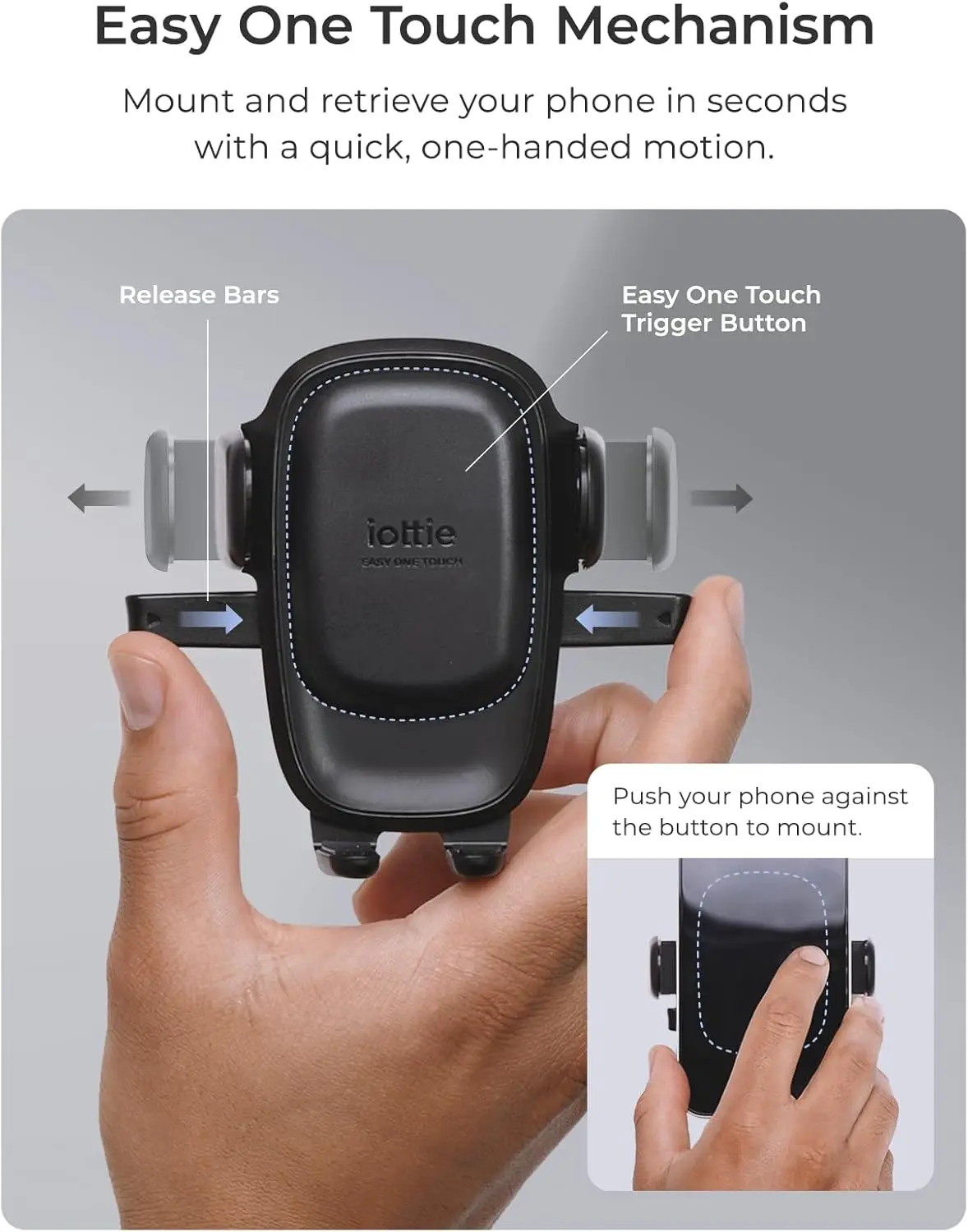 iOttie Easy One Touch Universal Car Mount Dashboard & Windshield Suction Cup Phone Holder For iPhone Samsung Google All Smar
