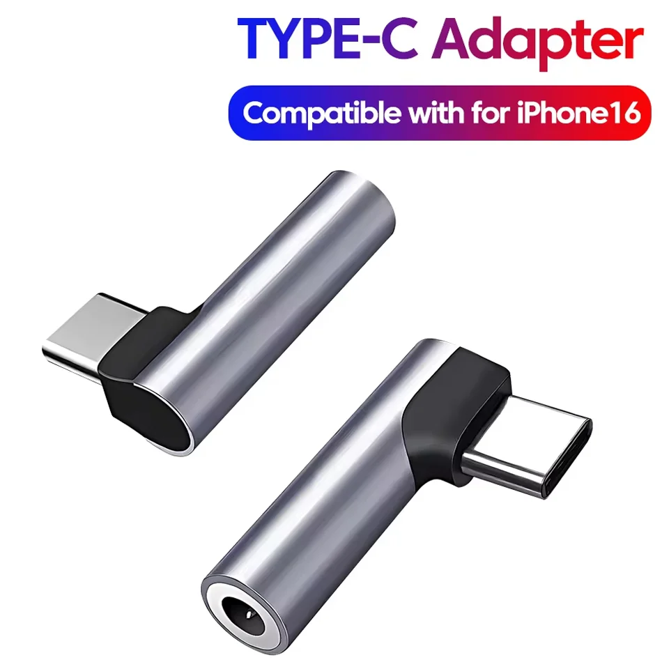 Headphone Audio Adapter Converter Type C to 3.5mm Jack Elbow L-type for Cellphone Android Samsung Huawei