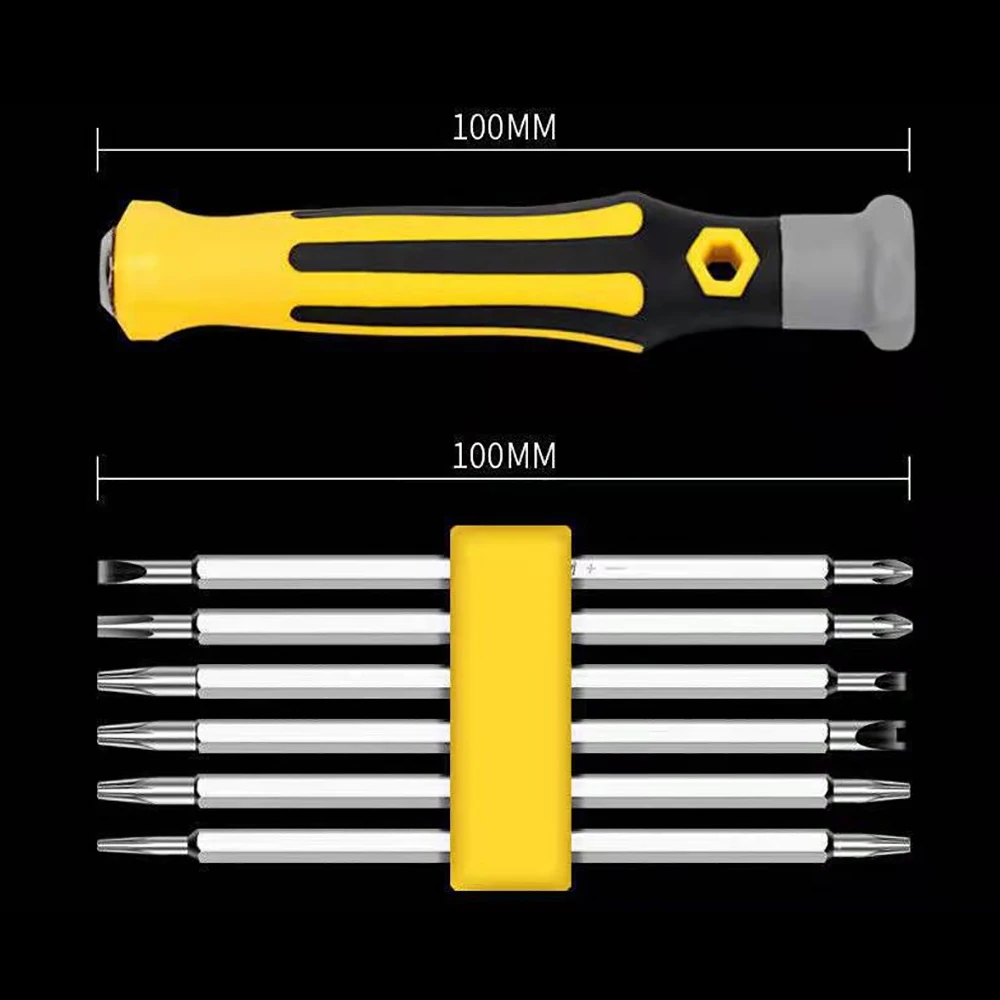 12 In 1 Magnetic Screwdriver Set Cross Flat Shaped Screwdriver Head Multifunctional Precision Handheld Maintenance Tool