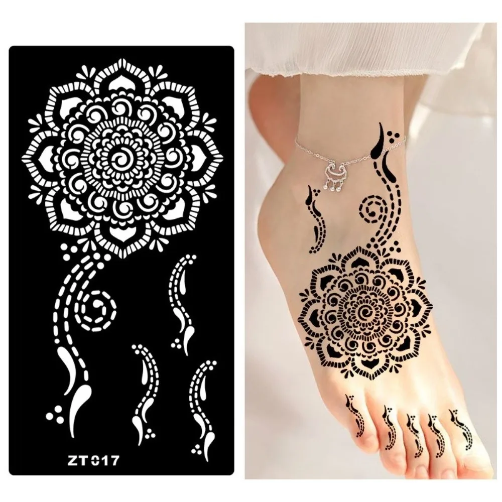 Personalized Flower Tattoo Stickers Floral Ethnic Style Black Tattoo Decals Body Art Hollow India Temporary Tattoo