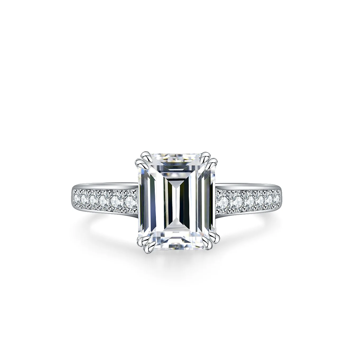 

4-carat 18K Gold Moissanite Ring for Women, Luxurious Setting with Irregular Emerald Green Rectangular Platinum PT950 Accessory