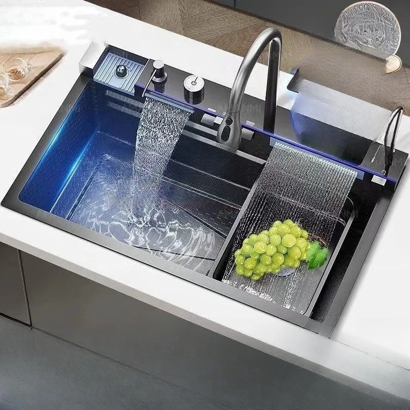 

Kitchen Honeycomb Sink 304 Single Slot Digital Display Stainless Steel Nano Household Food Grade