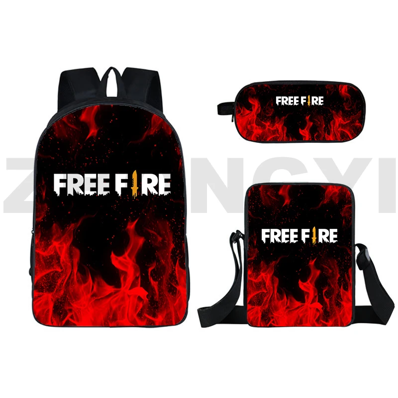 3D Print Free Fire Garena Backpack Free Fire Game (Pencil Case Shoulder Bag) 16 Inch Anime Bookbag Vintage Bagpack School Bag