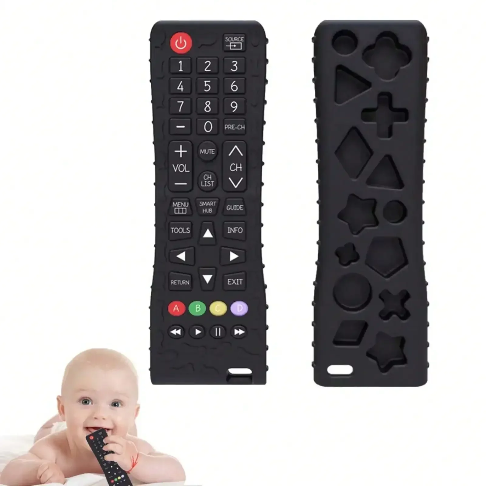 

1pc Baby Teething Toy, Soft Remote Control Design, Silicone Material, Chewable, Relieve Teething Discomfort, Sensory Educational Toy, Suitable For 3-24 Months Old Boys And Girls