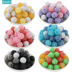 14/16/20mm Resin Bayberry Ball Rhinestone Beads Fashion Loose Spacer Bead For Jewelry Making DIY Necklace Decoration Accessories