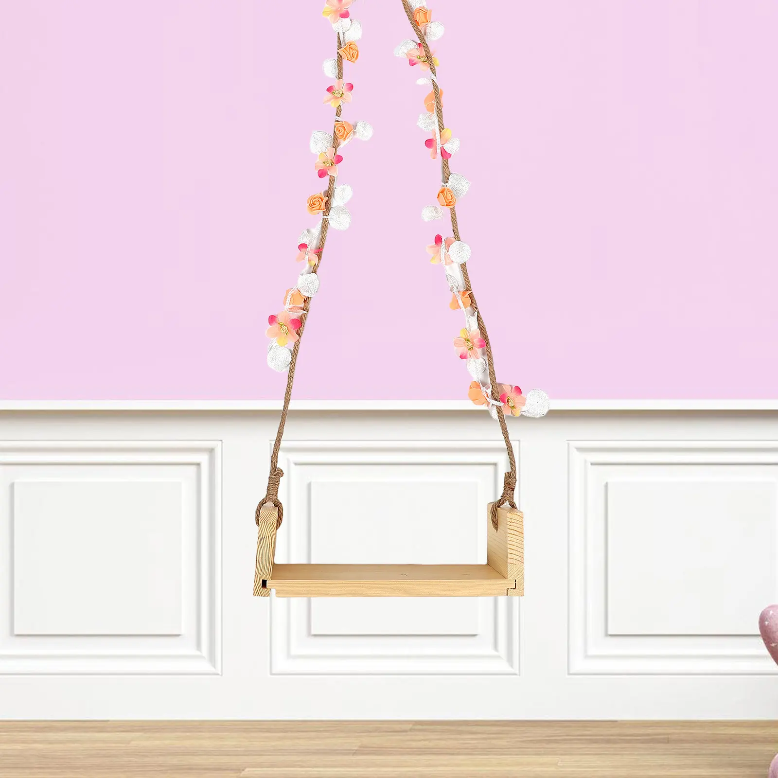 Wooden Swing Prop for Baby Photography Newborn Picture Props Fall Photoshoot Decor Infant Shower Party Silk Cloth Swings