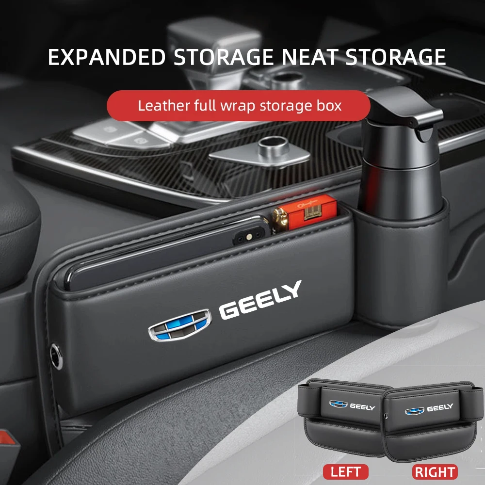 For Geely Coolray Monjaro Geometry GX3 Emgrand EC7 Car Seat Sewn Gap Crevice Slot Storage Box With Cup holder Auto Accessories