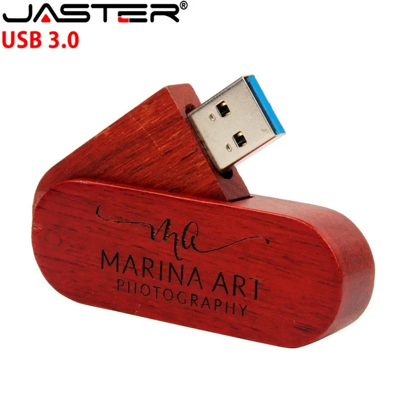 

JASTER USB 3.0 LOGO Customized rotatable Wooden USB Flash Drive Pendrive Memory Stick pen drive 4GB 8GB 16GB 32GB usb creativo