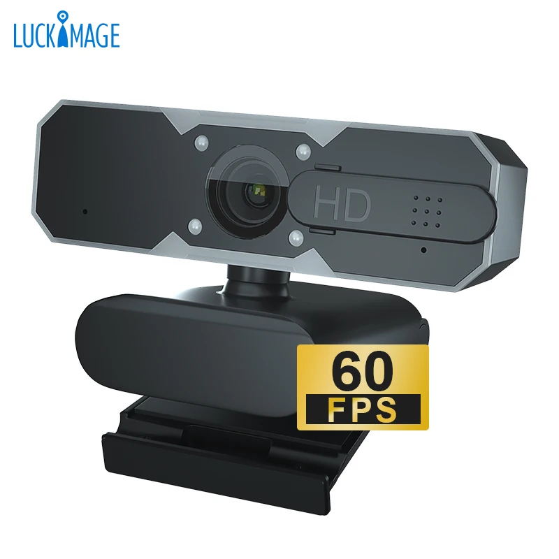 Webcam RGB 1080p HD Web Cam com microfone Capa de privacidade 7 Luzes RGB Brilho ajustável de 2 níveis Computador Desktop