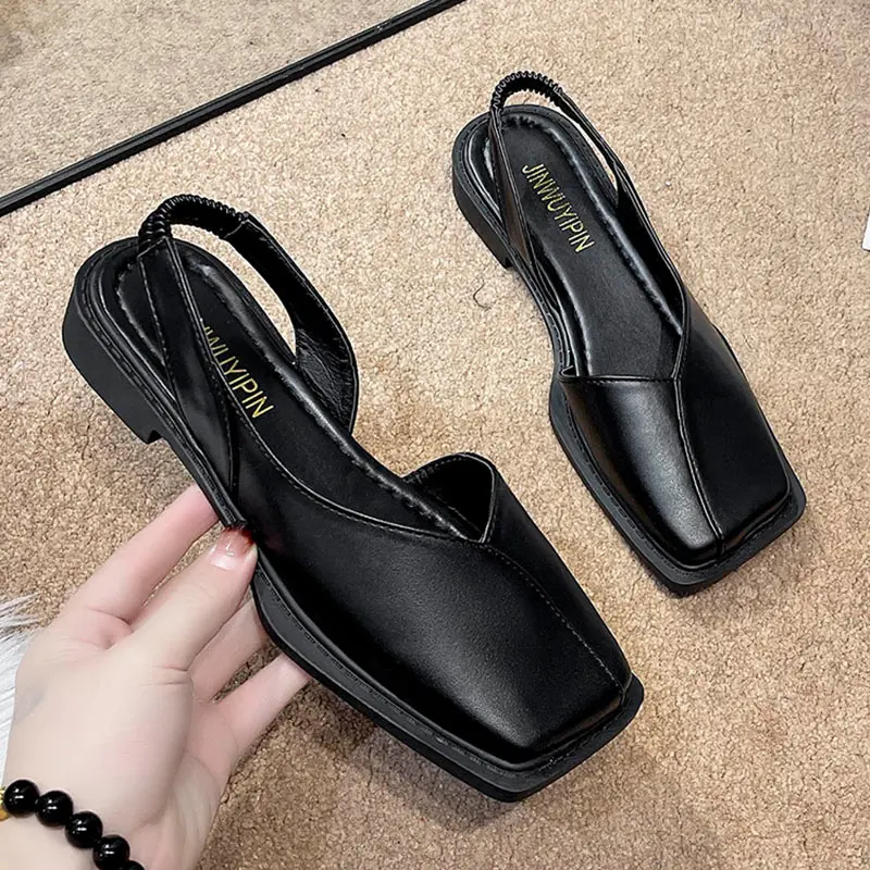 Women Sandals Elegant Women\'s Sandals Summer 2024 Low Heels Sandals Slip On Summer Shoes For Women Trend Heeled Sandalias Mujer